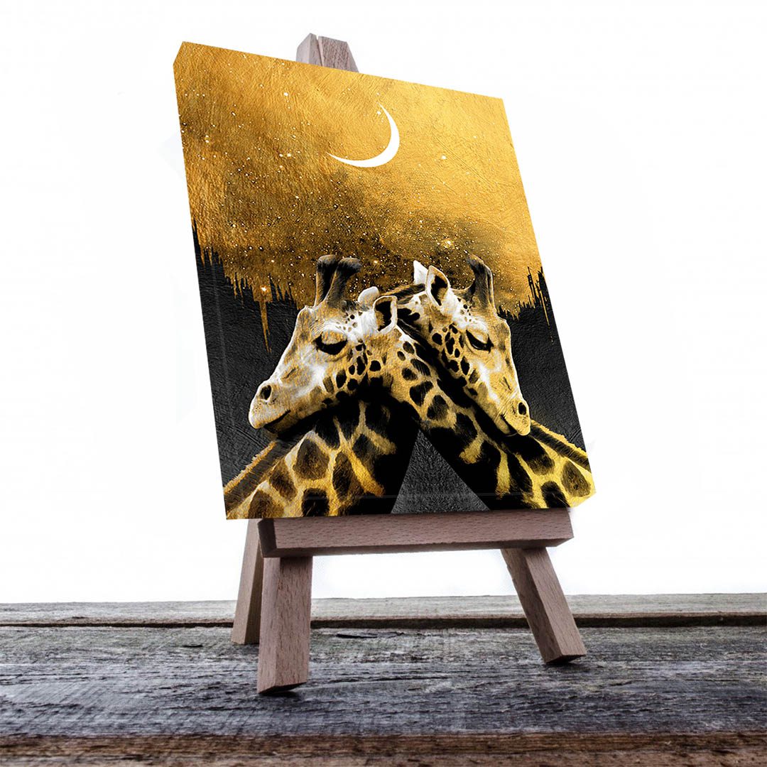 Cuadro Decorativo Jirafas en Dorado #120 90 X 45