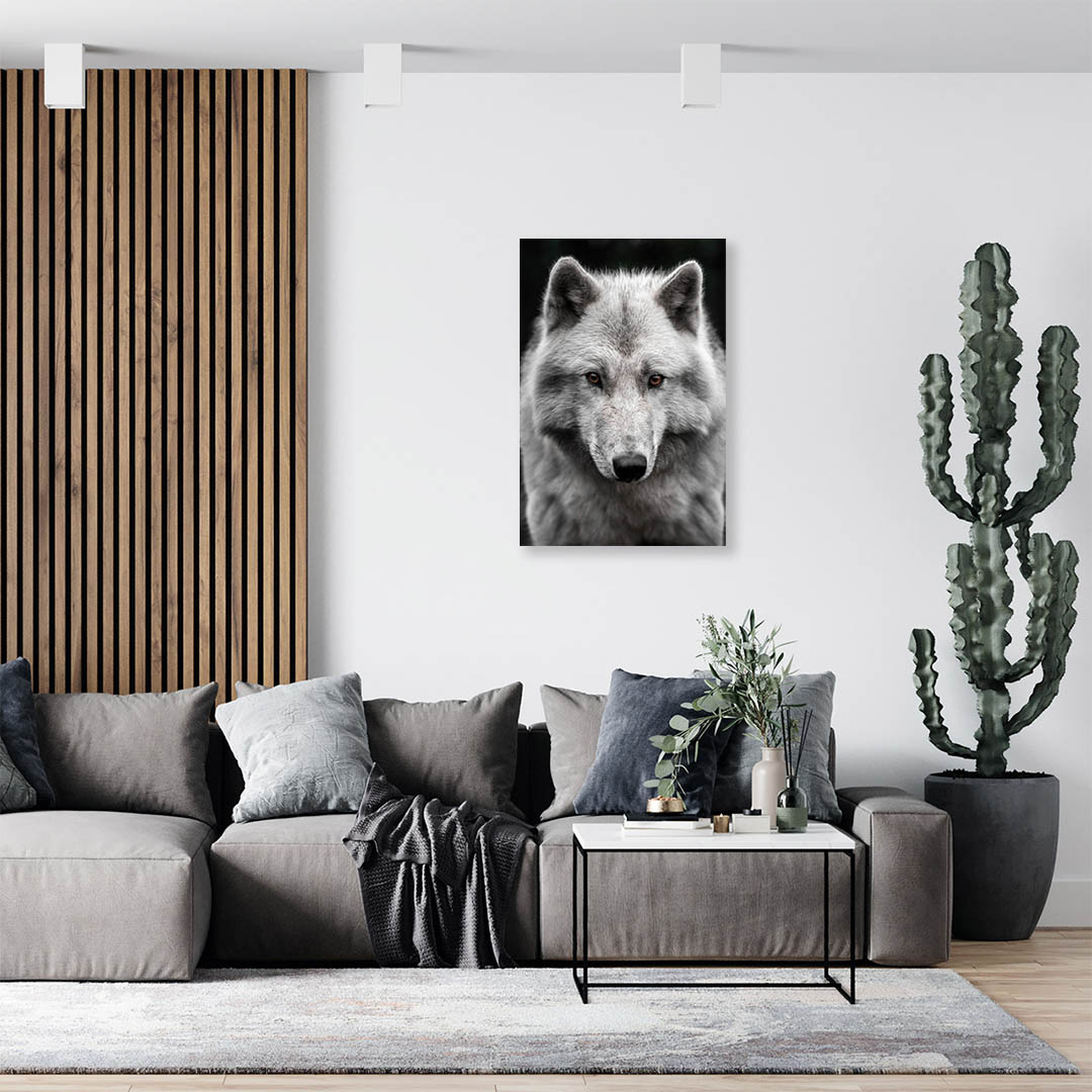 Cuadro Decorativo Lobo Gris #03 90 X 45