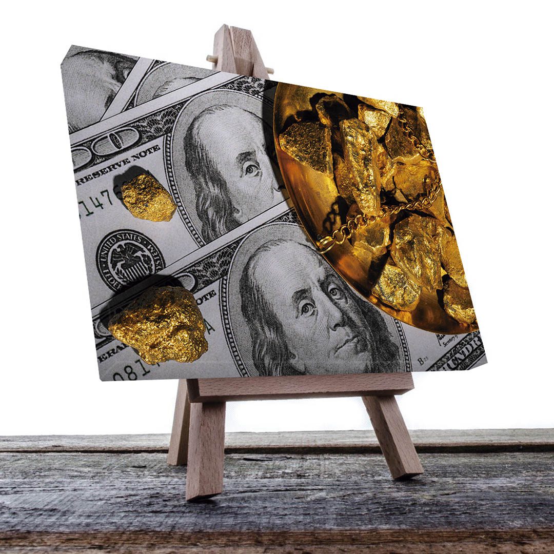 Cuadro Decorativo del Dinero y Oro en Dorado y Negro 45 X 30