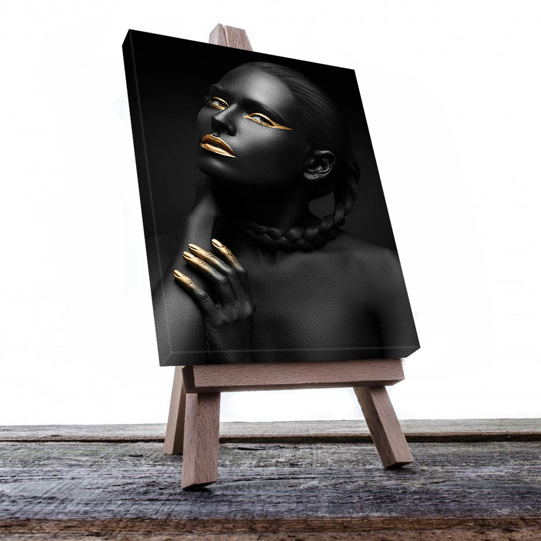 Cuadro Decorativo Mujer en Dorado Moderno #141 45 X 30