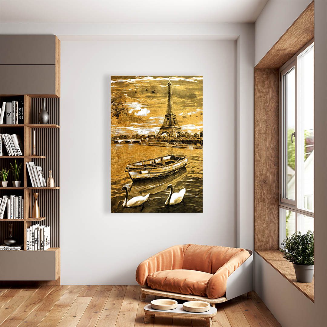 Cuadro Decorativo Torre Eiffel en Dorado #222 90 X 45