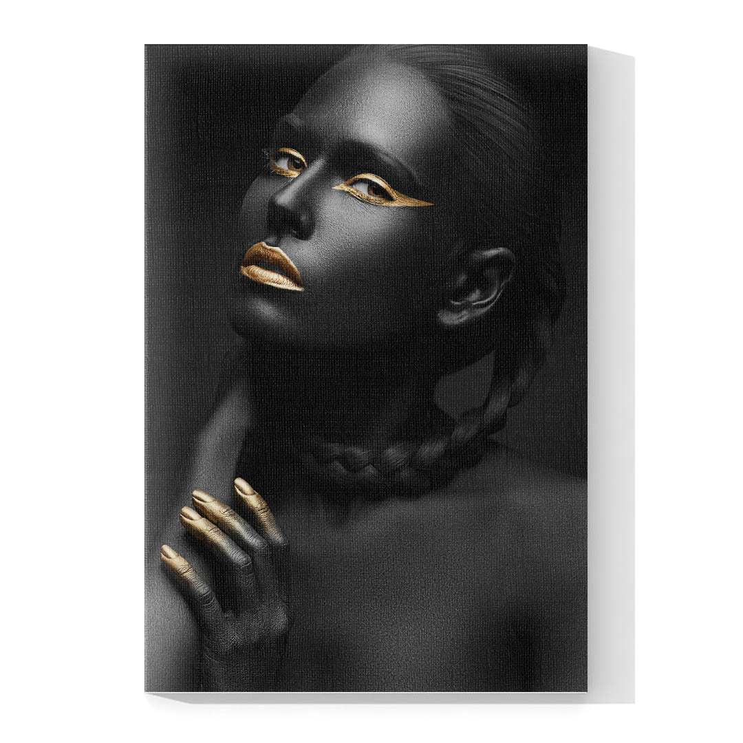 Cuadro Decorativo Mujer en Dorado Moderno #141 45 X 30