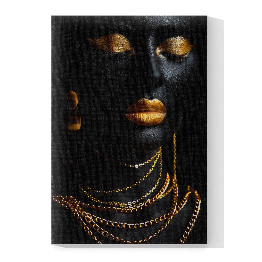 Cuadro Decorativo Mujer en Dorado Moderno #143 90 X 45
