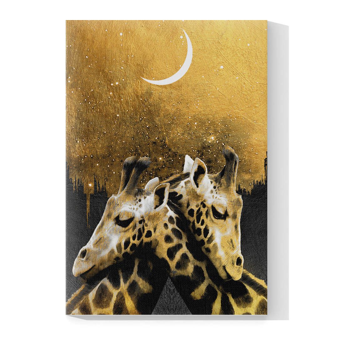 Cuadro Decorativo Jirafas en Dorado #120 90 X 45