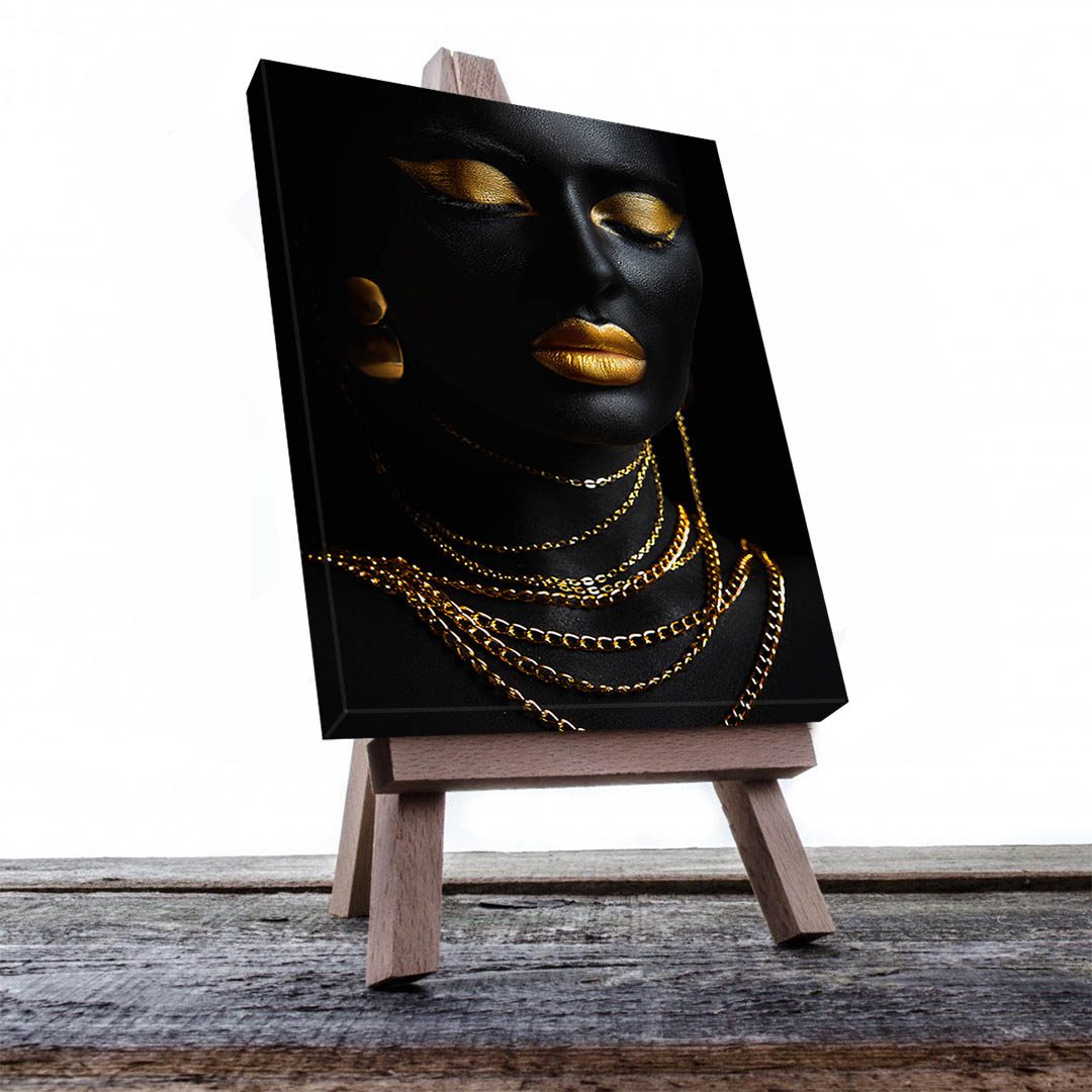 Cuadro Decorativo Mujer en Dorado Moderno #143 90 X 45