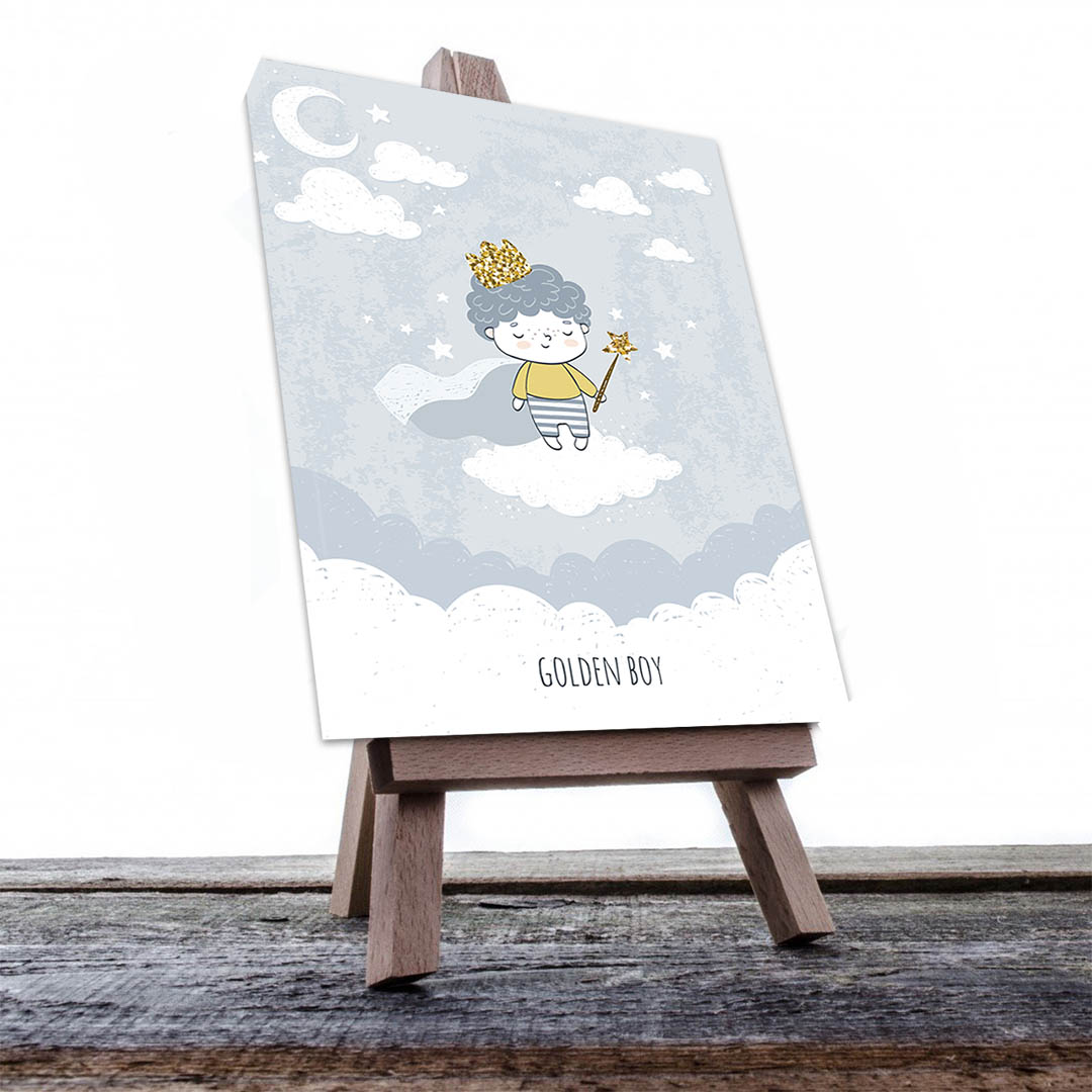 Cuadro Decorativo Infantil de Principito Fondo Gris #15 90 X 45