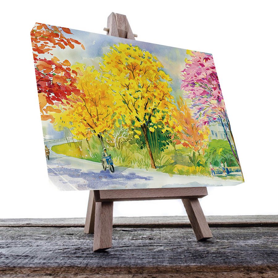 Cuadro Decorativo de Arboles Colores Cálidos Estilo Oleo #32 90 X 45