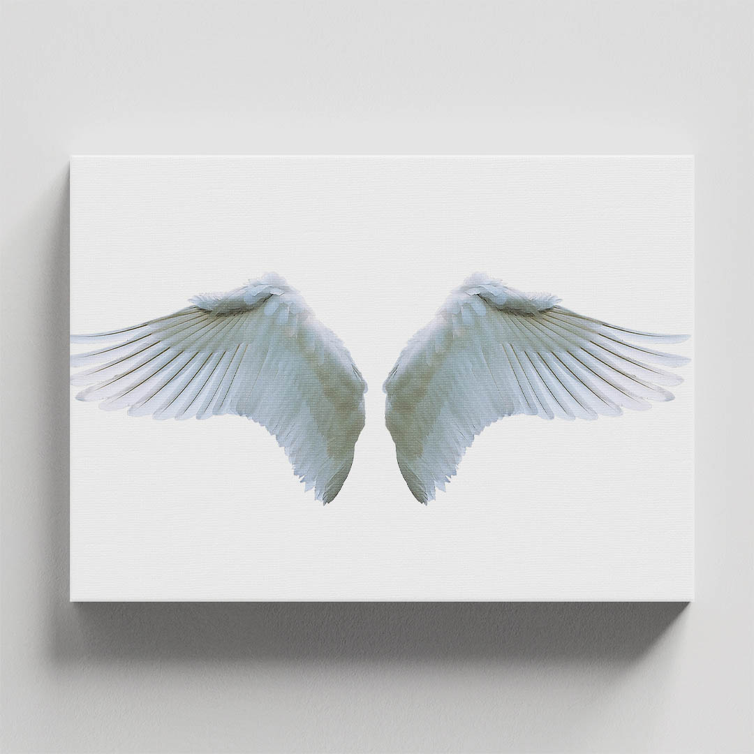 Cuadro Decorativo Holístico Alas blancas Fondo Blanco 90 X 45