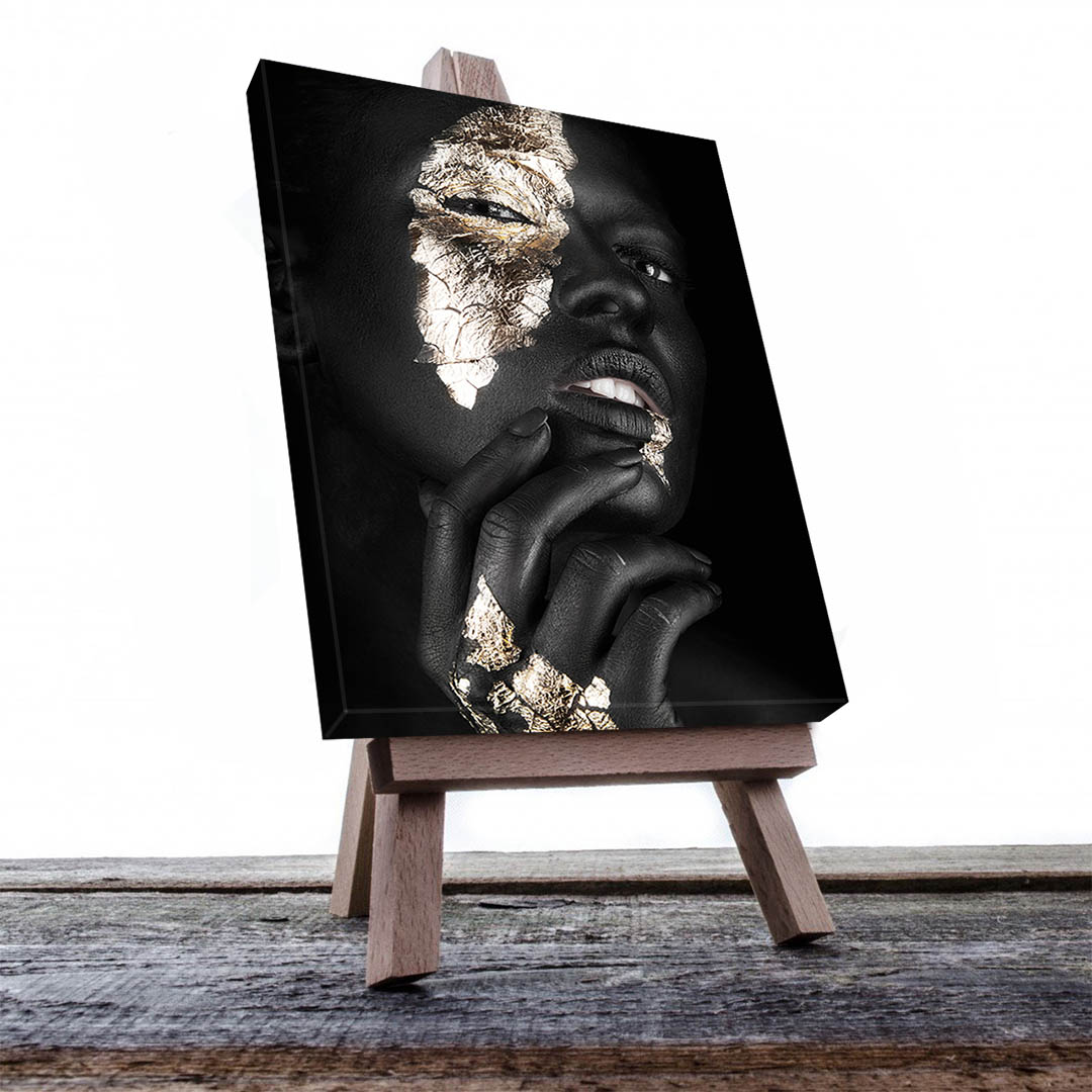 Cuadro Decorativo Mujer en Dorado Moderno #134 45 X 30