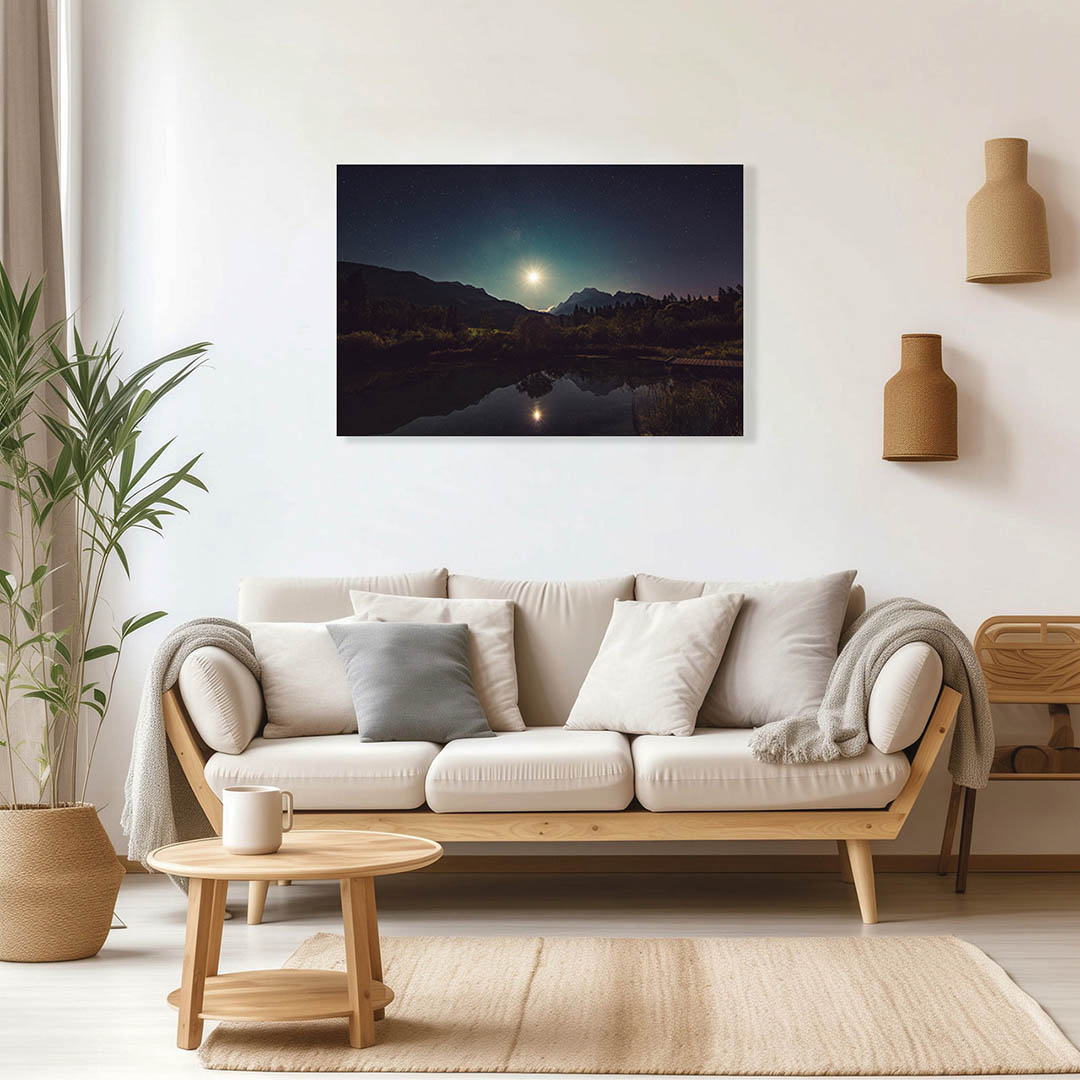 Cuadro Decorativo Sol Brillante entre montañas al atardececer #22 90 X 45