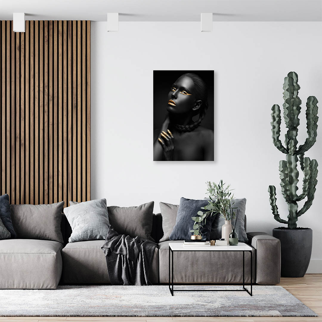 Cuadro Decorativo Mujer en Dorado Moderno #141 45 X 30