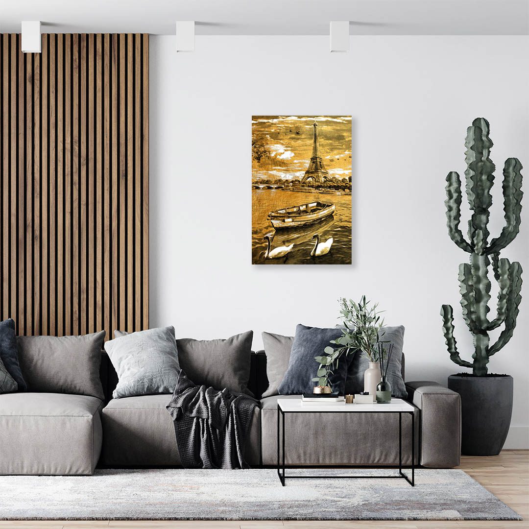 Cuadro Decorativo Torre Eiffel en Dorado #222 90 X 45