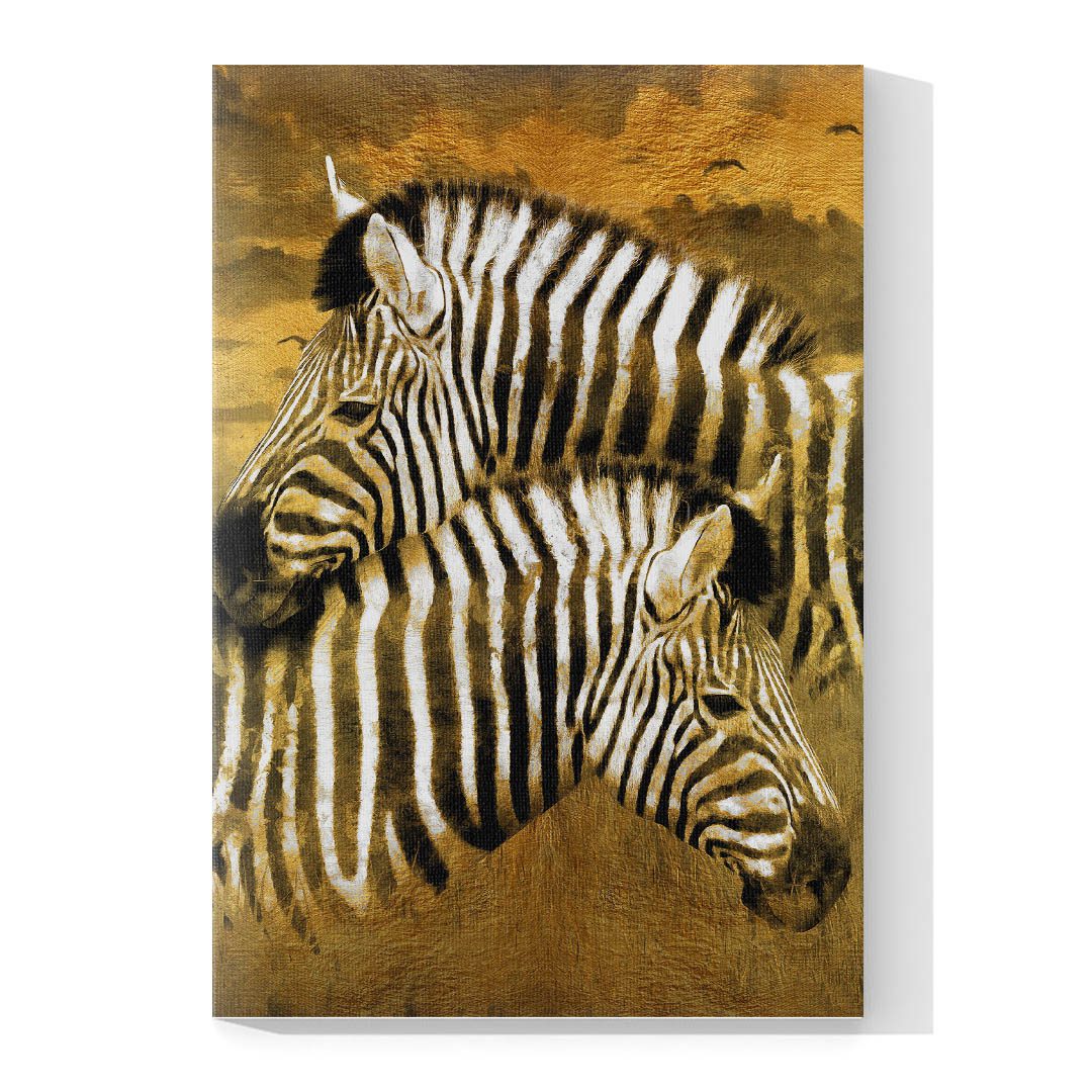 Cuadro Decorativo Cebras en Dorado #130 45 X 30