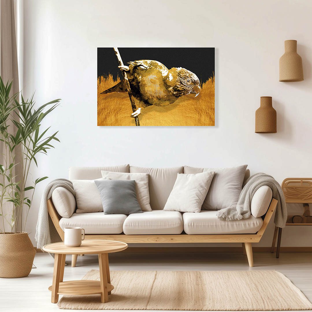Cuadro Decorativo de Perico en Dorado #158 120 X 60