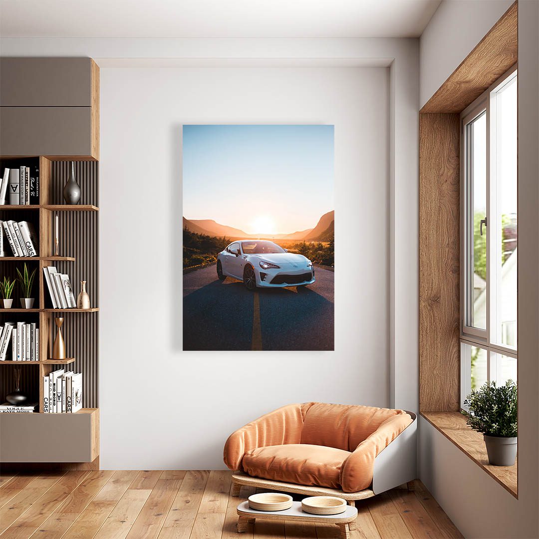Cuadro Decorativo de Automóvil Deportivo Toyota Blanco #40 135 X 90