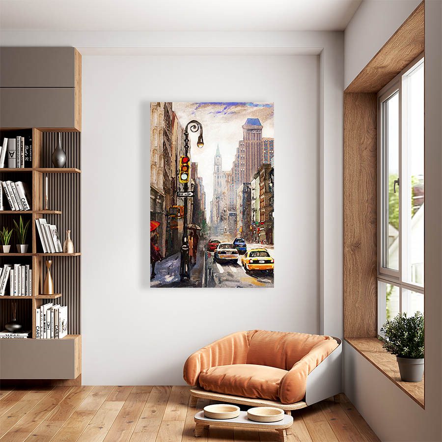 Cuadro Decorativo New York Estilo Oleo Vertical 120 X 60