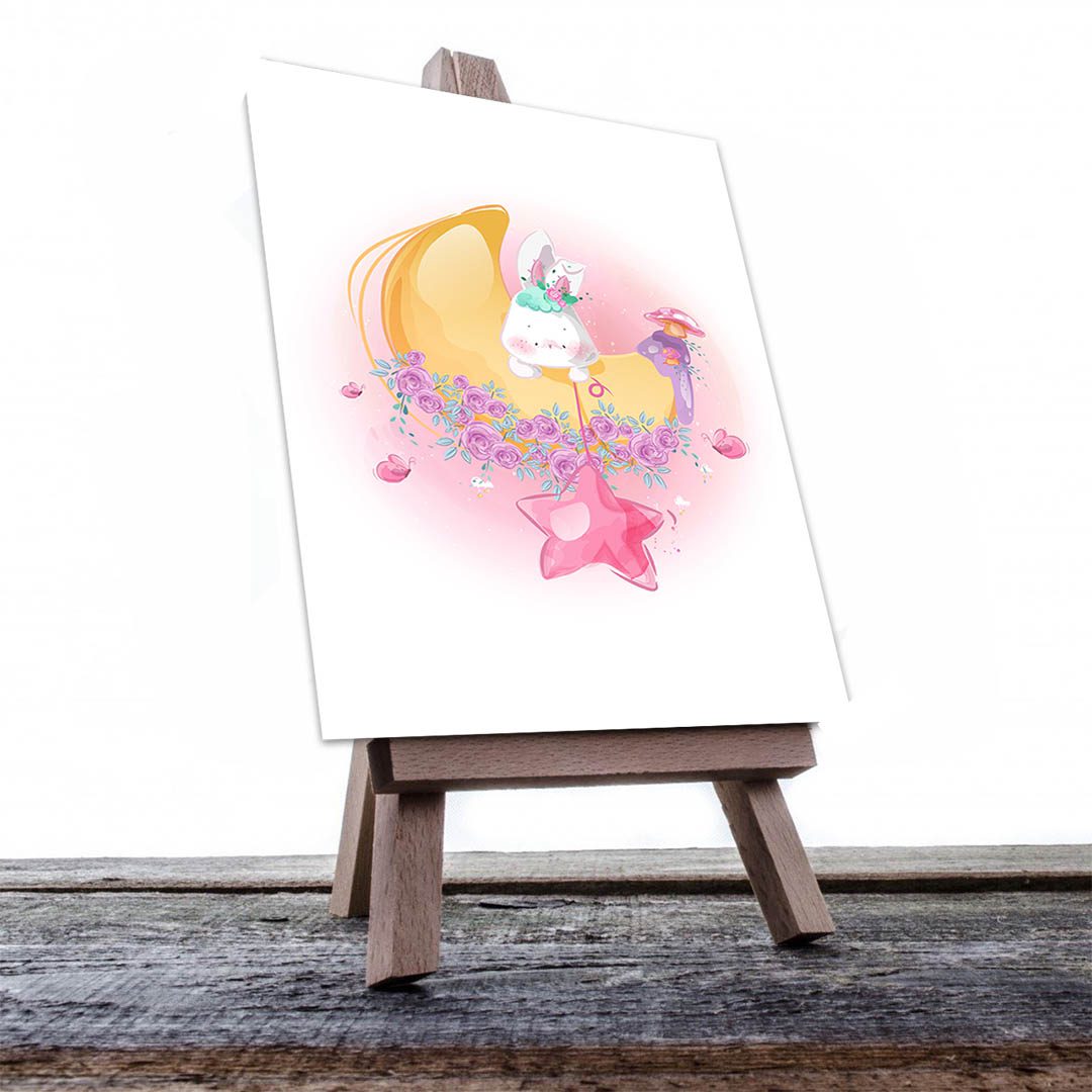Cuadro Decorativo Infantil Conejo en la Luna #59 120 X 60