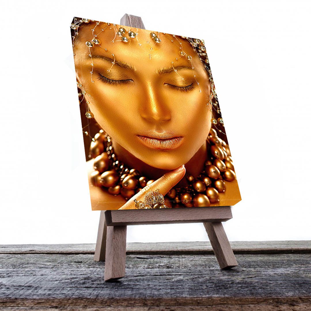 Cuadro Decorativo Mujer en Dorado Moderno #150 135 X 90
