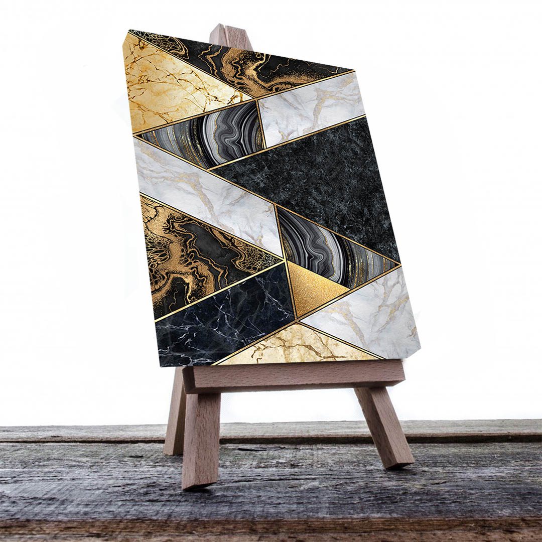 Cuadro Decorativo Moderno estilo Mármol en Dorado y Negro #180 120 X 60