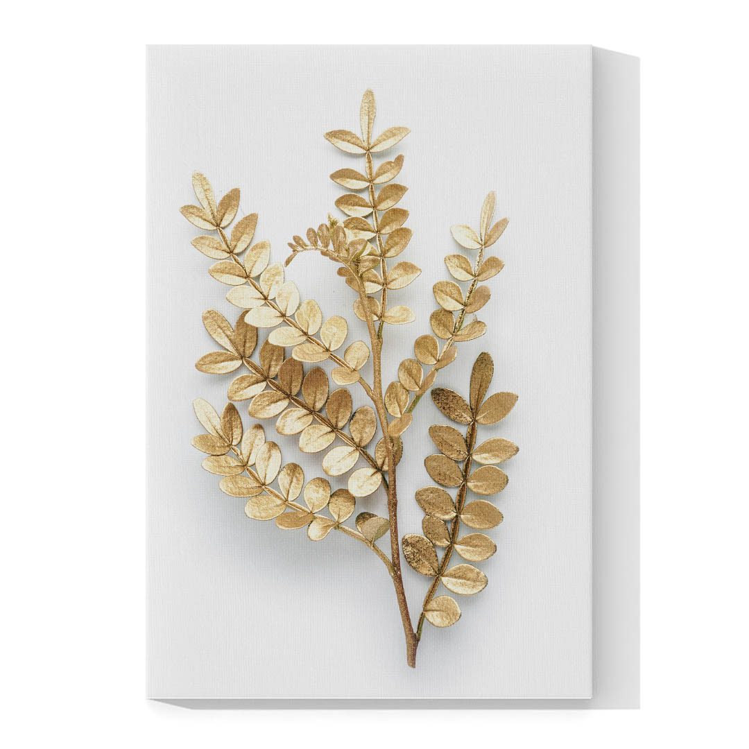Cuadro Decorativo con Diseño de Hojas Naturales en Dorado 120 X 80