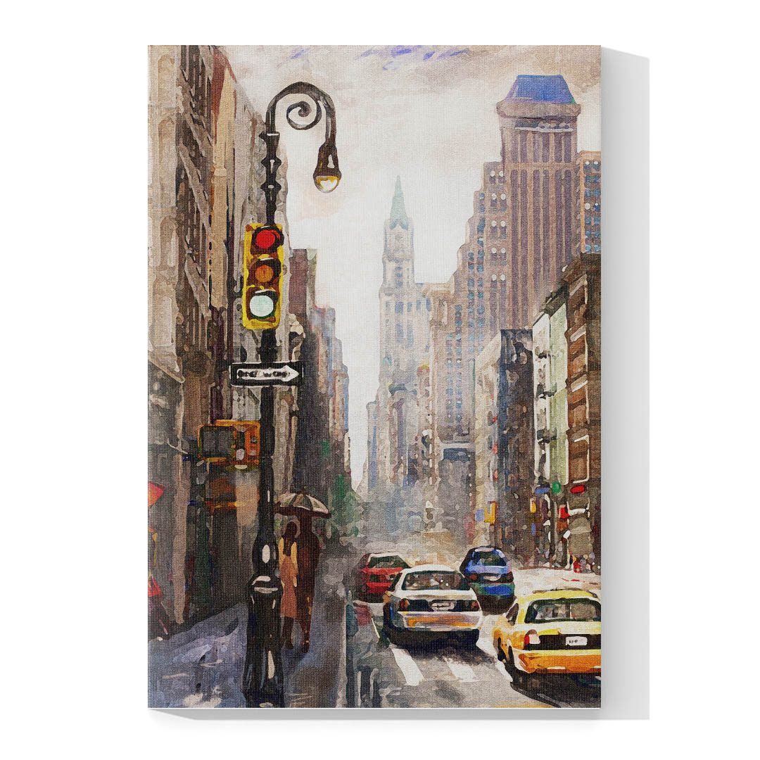 Cuadro Decorativo New York Estilo Oleo Vertical 120 X 60