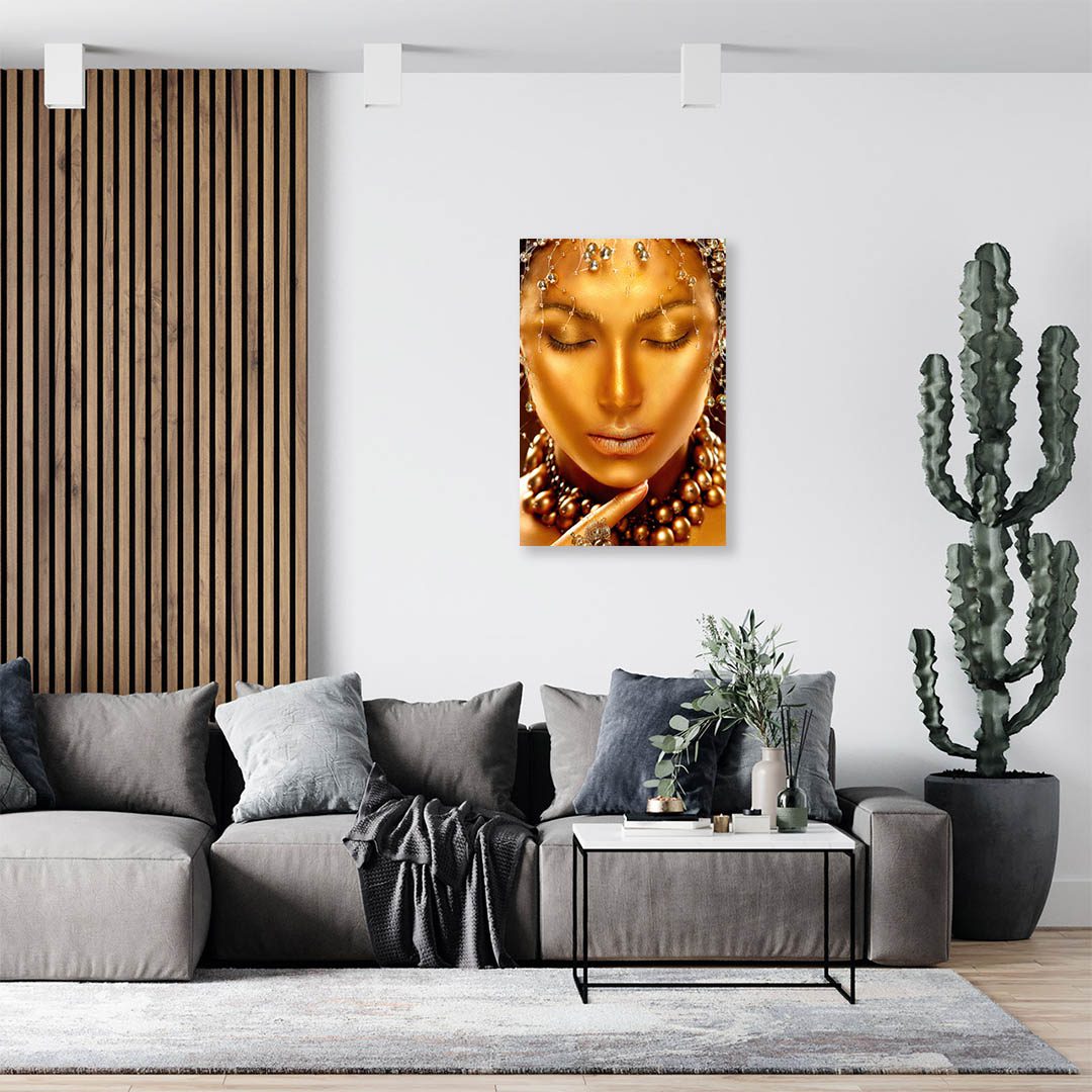 Cuadro Decorativo Mujer en Dorado Moderno #150 135 X 90