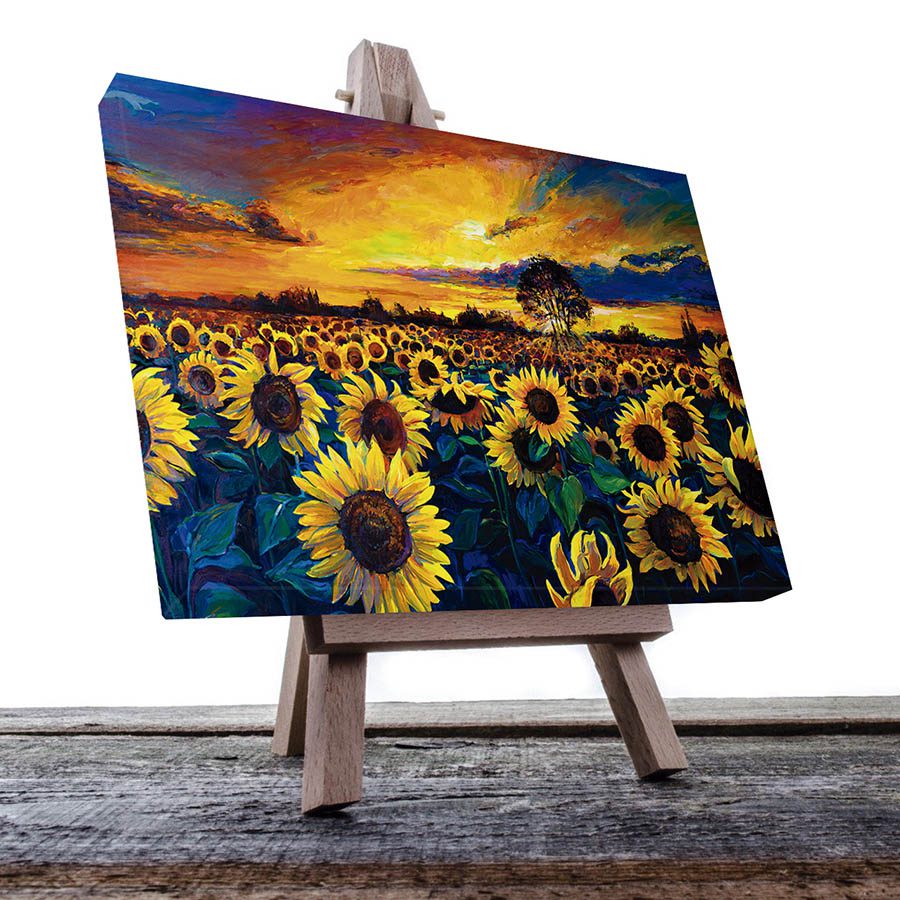 Cuadro Decorativo Campo de Girasoles Estilo Oleo #14 135 X 90