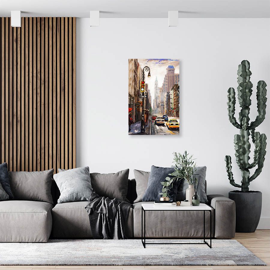 Cuadro Decorativo New York Estilo Oleo Vertical 120 X 60