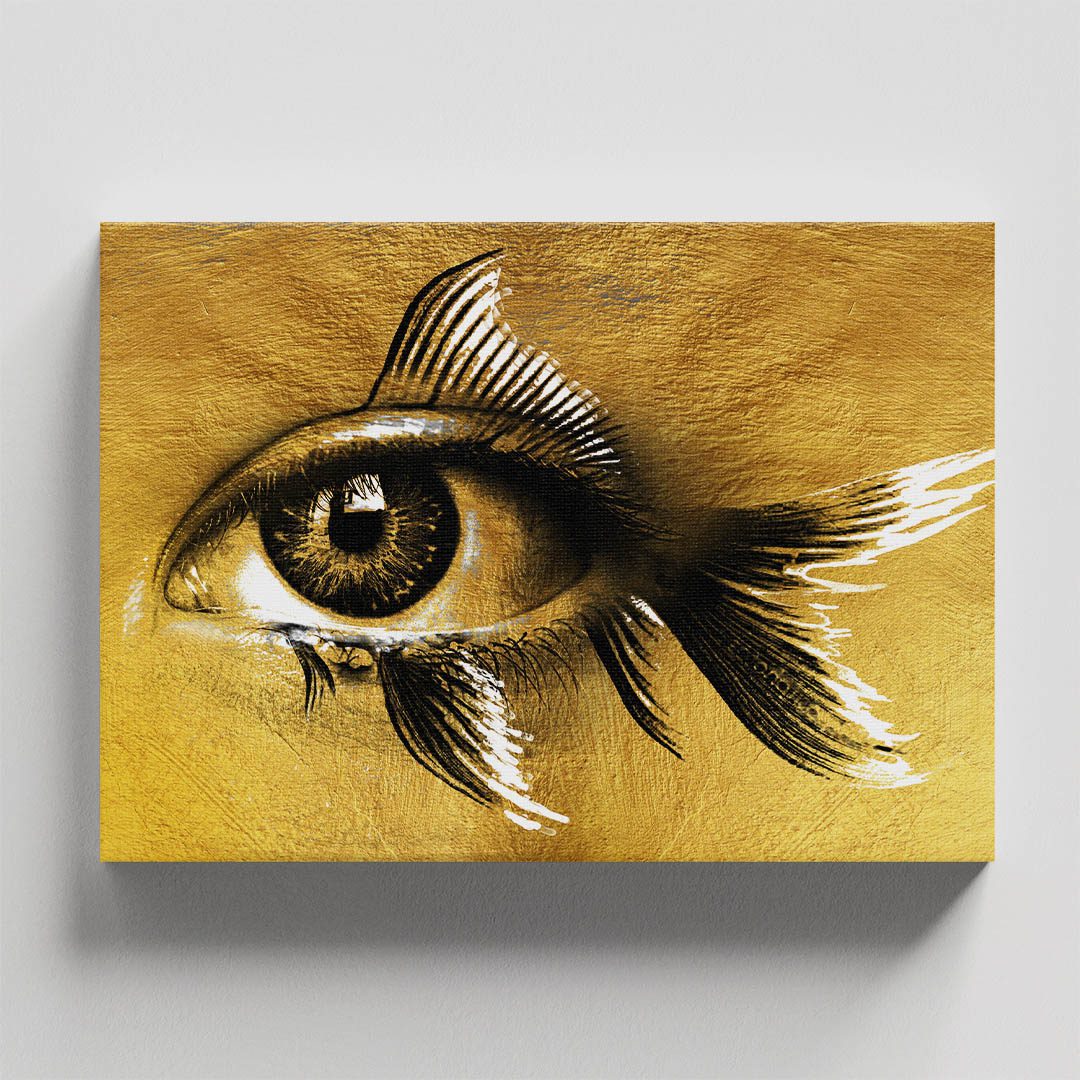 Cuadro Decorativo abstracto ojo en un Pez Dorado #169 120 X 80