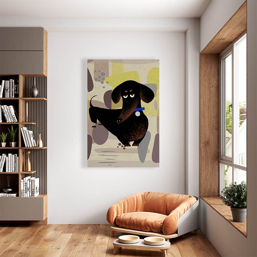 Cuadro Decorativo Dibujo de Perro Graciosos #543  45 X 30