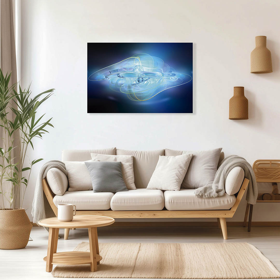 Cuadro Decorativo Abstracto Galaxias en Tonos Azules #9 120 X 60