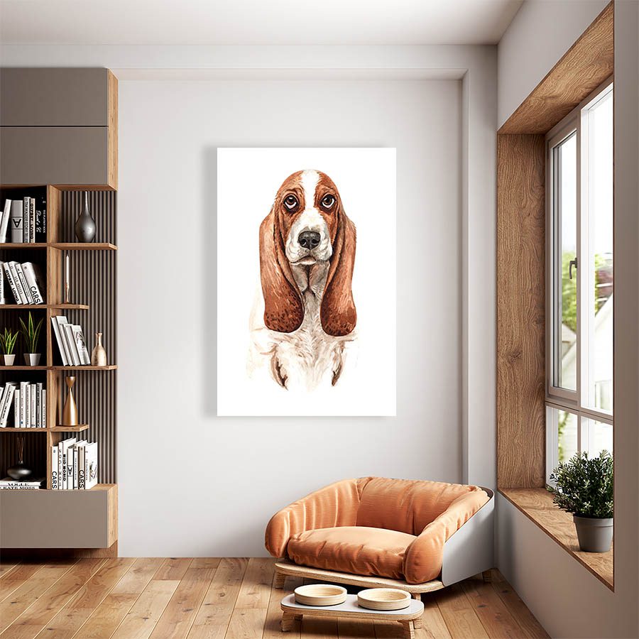 Cuadro Decorativo Dibujo de Perro Basset Hound #562  45 X 30