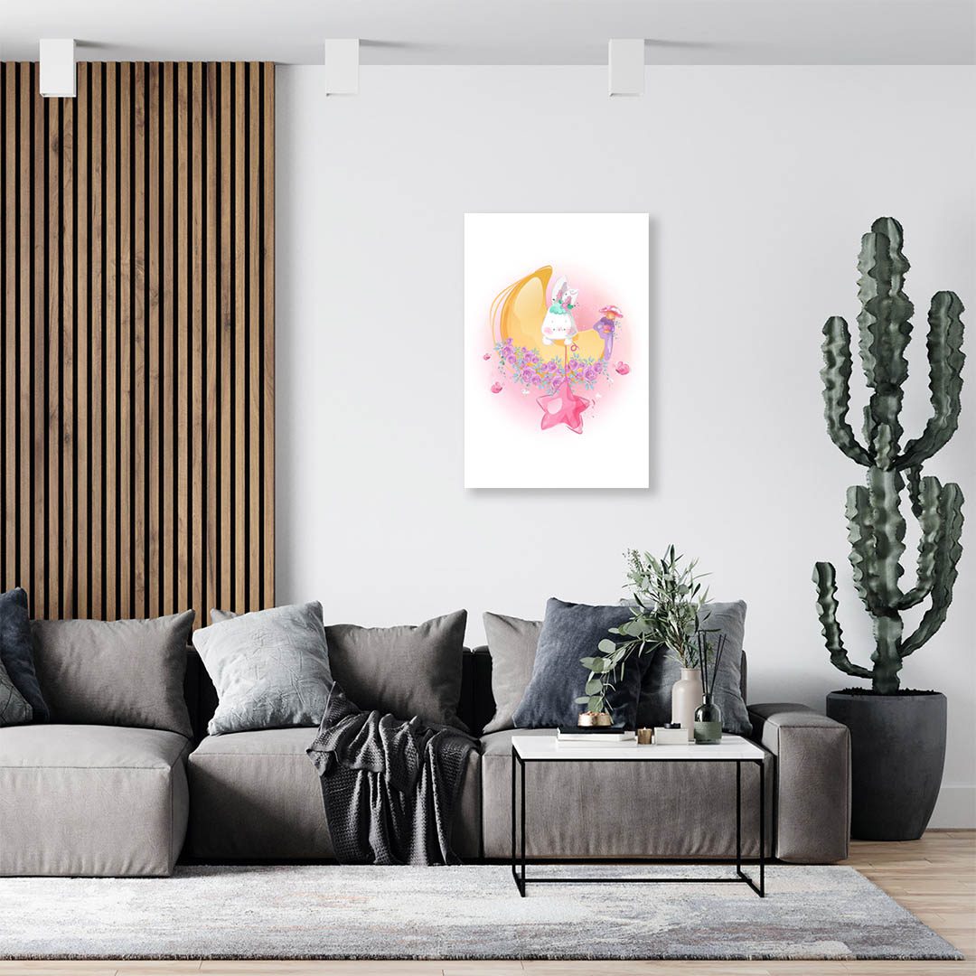 Cuadro Decorativo Infantil Conejo en la Luna #59 120 X 60