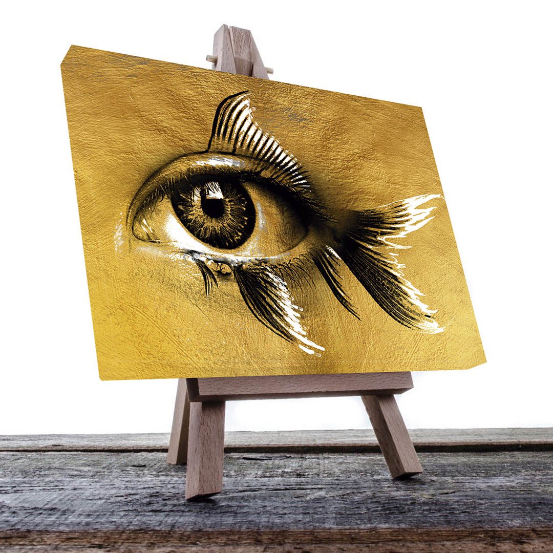 Cuadro Decorativo abstracto ojo en un Pez Dorado #169 120 X 80