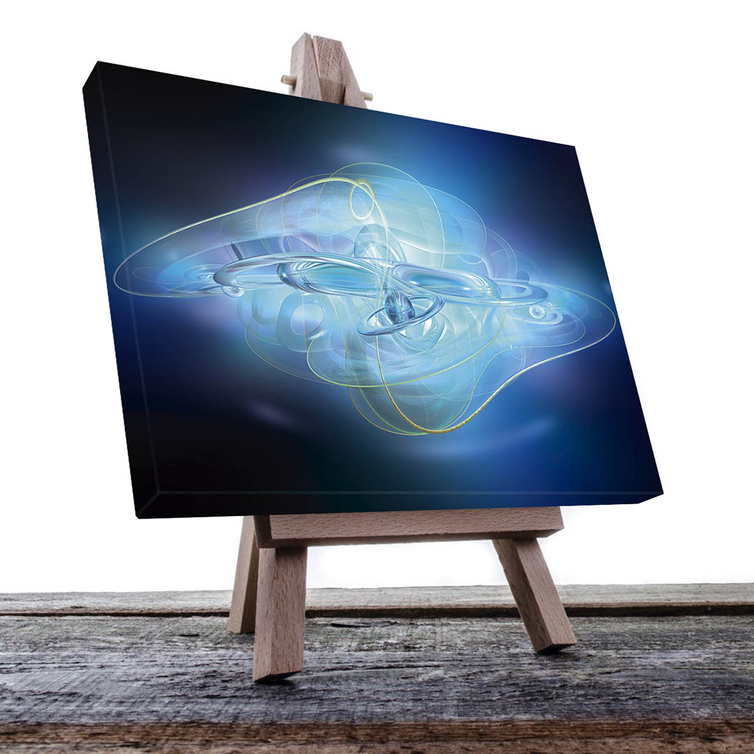 Cuadro Decorativo Abstracto Galaxias en Tonos Azules #9 120 X 60