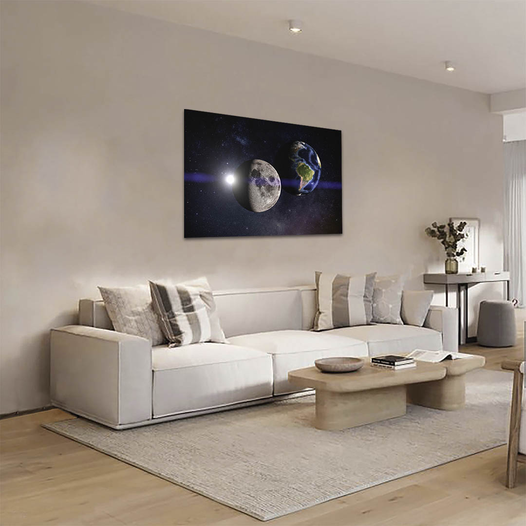 Cuadro Decorativo De la Luna, Tierra y el Sol 135 X 90