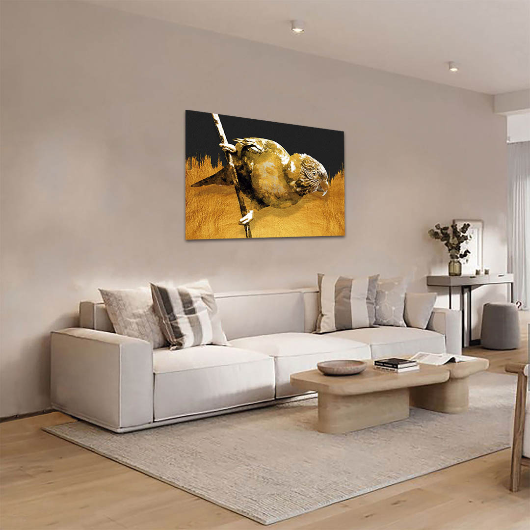 Cuadro Decorativo de Perico en Dorado #158 120 X 60