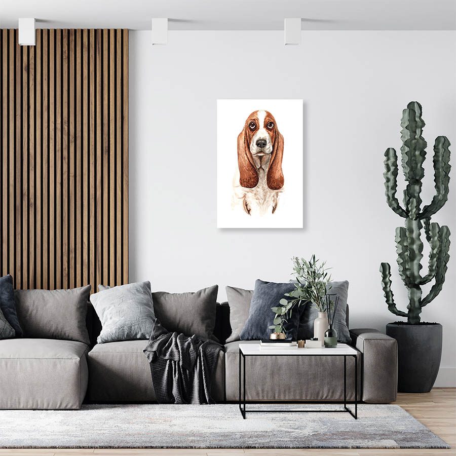 Cuadro Decorativo Dibujo de Perro Basset Hound #562  45 X 30