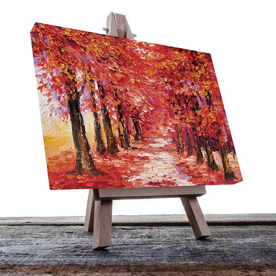 Cuadro Decorativo de Bosque Rojizo Estilo Oleo #09 135 X 90