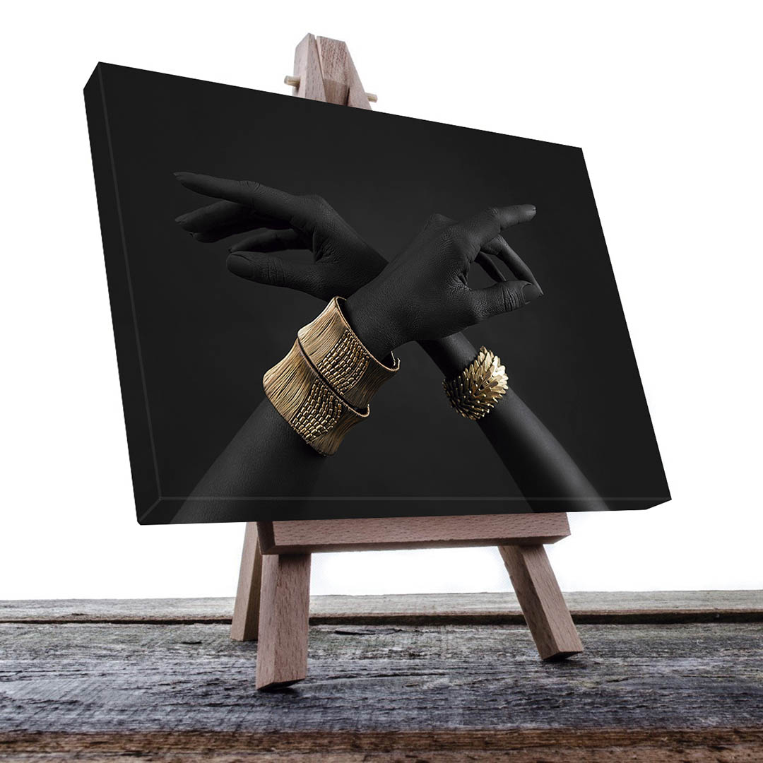 Cuadro Decorativo Moderno brazos Dorado y Negro #137 120 X 80