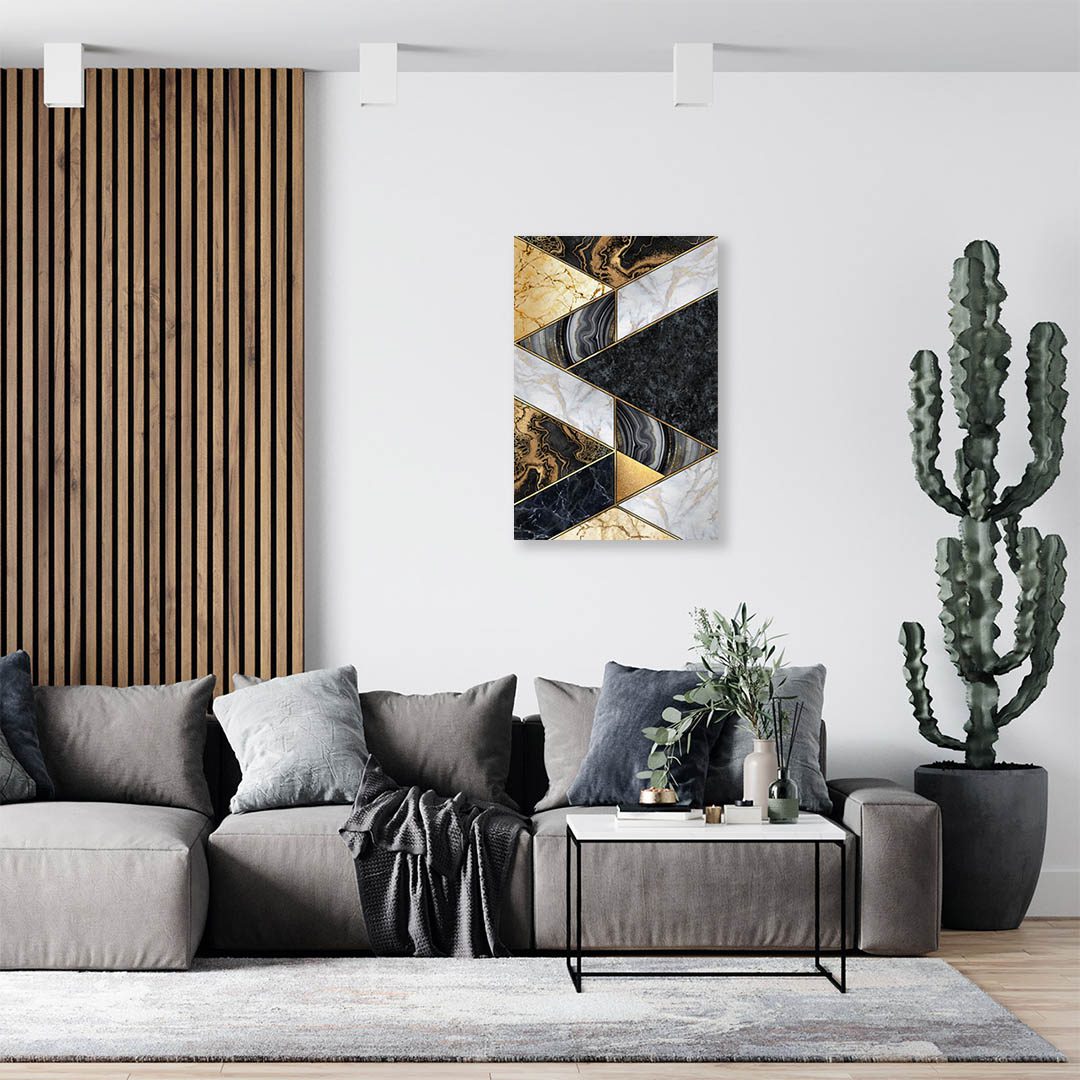 Cuadro Decorativo Moderno estilo Mármol en Dorado y Negro #180 120 X 60