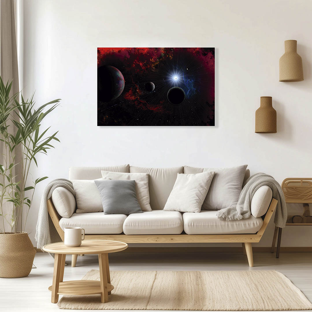 Cuadro Decorativo del Espcacio y Universo con planetas #08 120 X 60