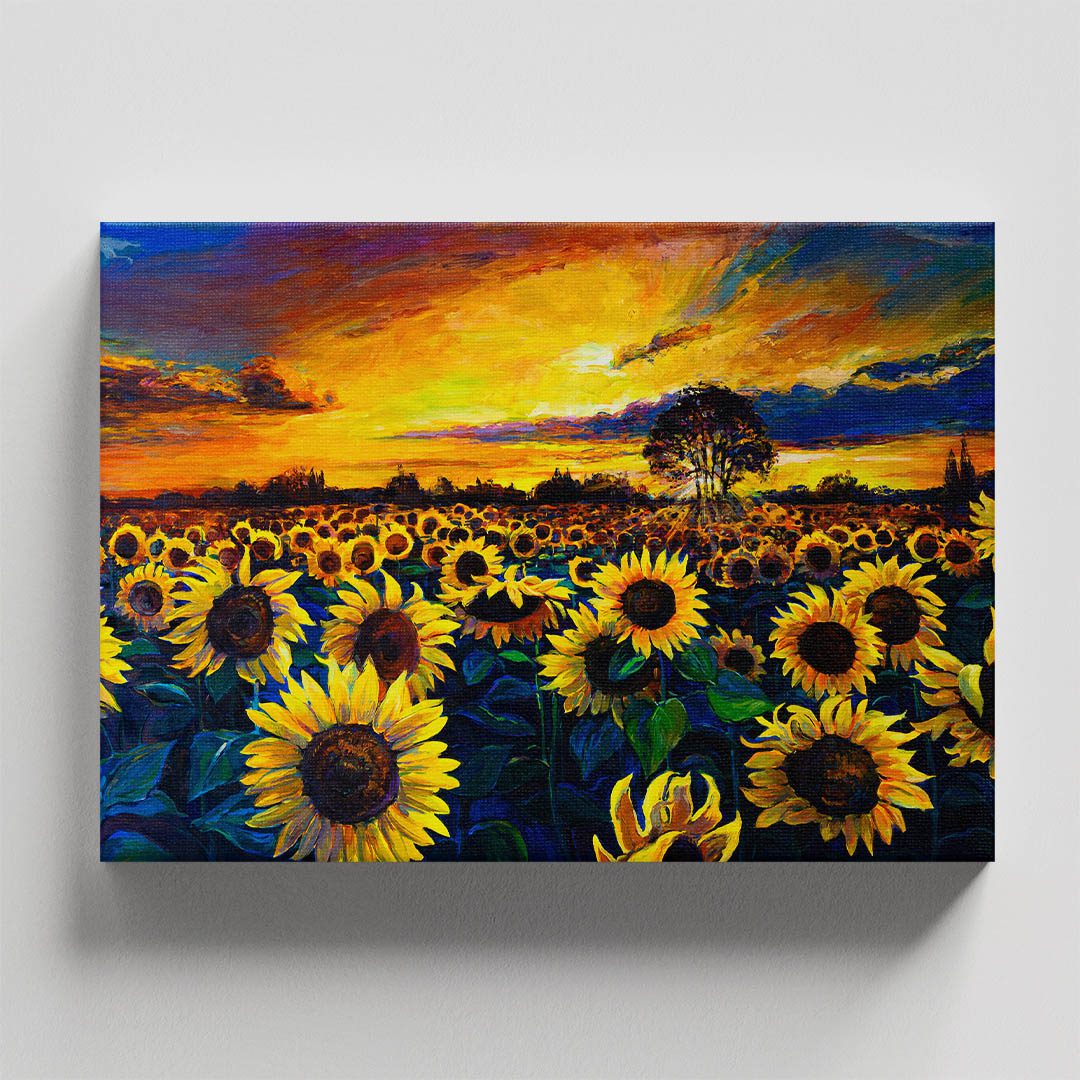 Cuadro Decorativo Campo de Girasoles Estilo Oleo #14 135 X 90