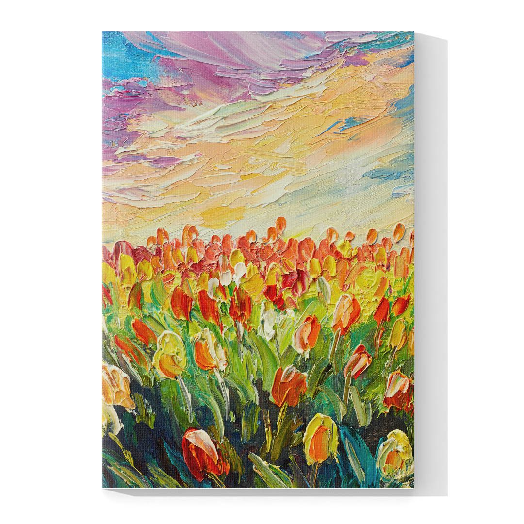 Cuadro Decorativo Campo de Flores Estilo Oleo #11V 135 X 90