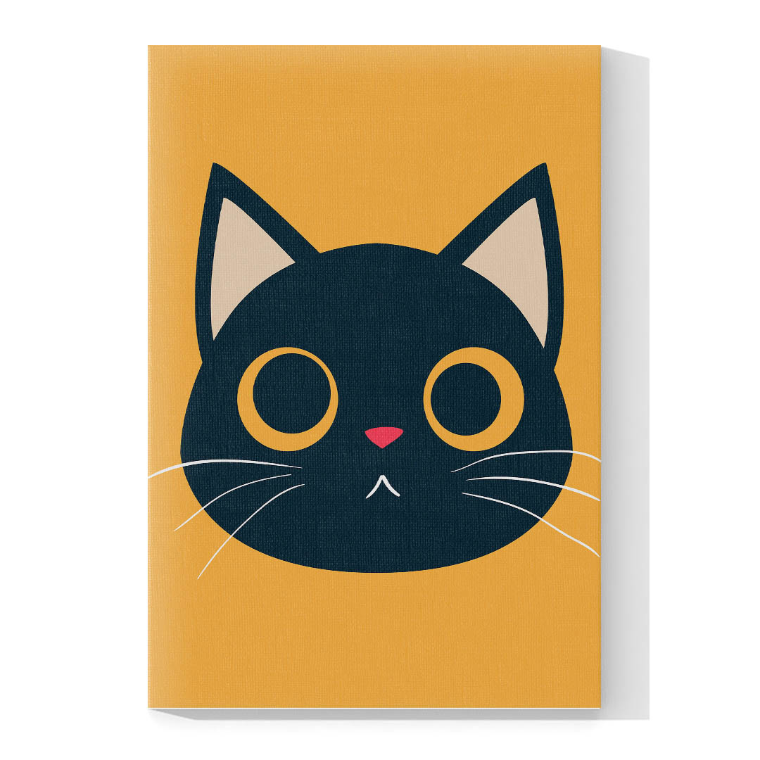 Cuadro Decorativo Dibujo Gato Sorprendido Negro #572  90 X 45
