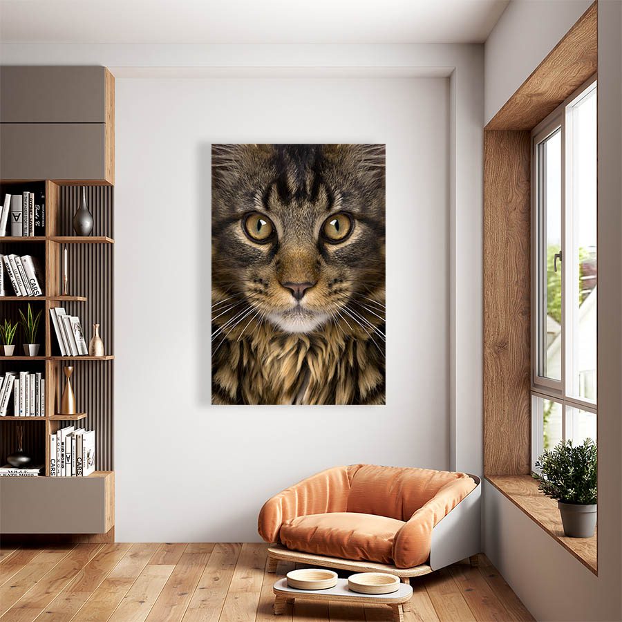 Cuadro Decorativo de Gato Gris Atigrado #535  135 X 90