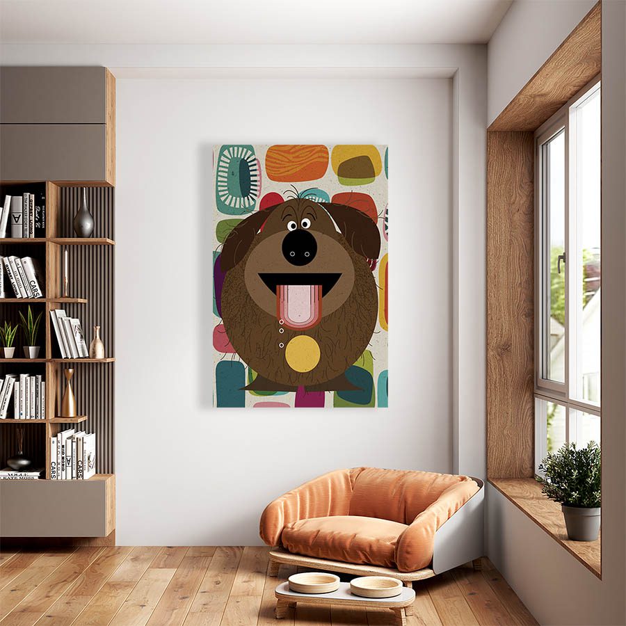 Cuadro Decorativo Dibujo de Perro Graciosos #540  90 X 45