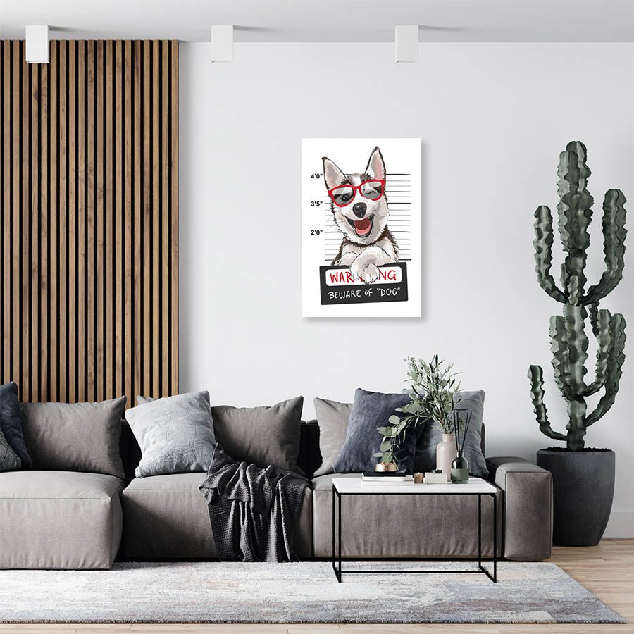 Cuadro Decorativo Dibujo Perro Husky se Busca #553  90 X 60