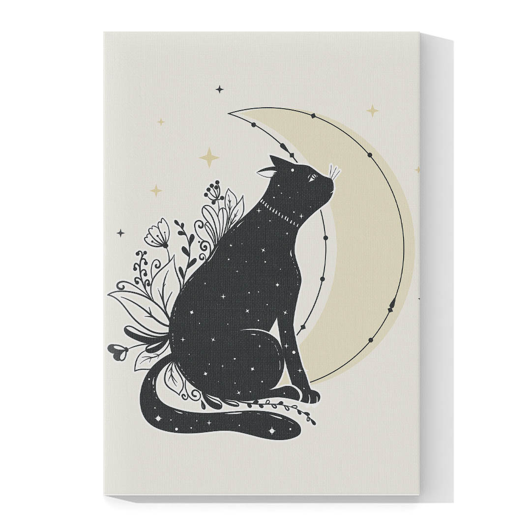 Cuadro Decorativo Dibujo de Gato en la Luna #577  135 X 90