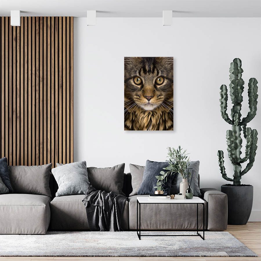 Cuadro Decorativo de Gato Gris Atigrado #535  135 X 90